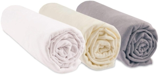 Easy Dort Spannbettlaken, Bio-Baumwolle, 32x72 cm, Farbe: Weiß/Ecru/Haselnuss