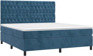 vidaXL Boxspringbett mit Matratze & LED Dunkelblau 180x200 cm Samt 3136321