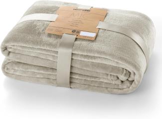 DecoKing Kuscheldecke 160x210 cm Creme Decke Microfaser Tagesdecke Fleece weich sanft kuschelig Ecru Ivory Elfenbein Cream Mic