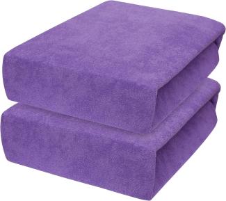 2 x Frottee Spannbettlaken für 90x40 cm Babybett Wiege Matratze (Violett)