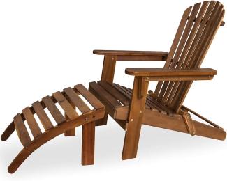 Casaria® Sonnenliege Holz Wetterfest Klappbar 160kg Belastbarkeit Fußstütze Armlehnen Garten Balkon Terrasse Holzstuhl Liege Ergonomisch Adirondack