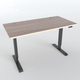 Höhenverstellbarer Schreibtisch (140x70 cm) - Sitz- & Stehpult - Bürotisch Elektrisch Höhenverstellbar mit Touchscreen & Stahlfüßen (Anthrazit/Eiche)