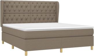 vidaXL Boxspringbett mit Matratze Taupe 160x200 cm Stoff 3128777