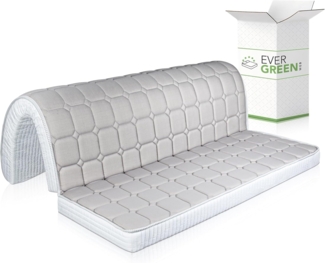 EVERGREENWEB Doppelmatratze für Schlafsofa,10 cm hoch, Faltbare Matratze mit gemütlichem Sitz, orthopädische Matratze aus Polyurethan, weiße hypoallergene Beschichtung, mit Befestigungsbänder140X190