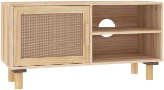 vidaXL TV-Schrank Braun 80x30x40 cm Massivholz Kiefer und Natur-Rattan 345614