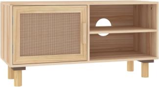 vidaXL TV-Schrank Braun 80x30x40 cm Massivholz Kiefer und Natur-Rattan 345614