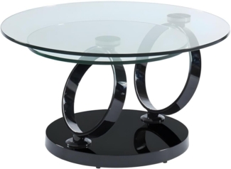 Vente-unique - Couchtisch mit drehbaren Tischplatten - Sicherheitsglas & Metall - Transparent & Schwarz - JOLINE