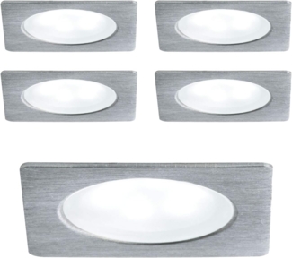 Paulmann Möbel Einbauleuchten Set Mini eckig LED 5x0,4W 6500K 3,6VA 230/12V 35x35mm Eisen gebürstet/Metall6899