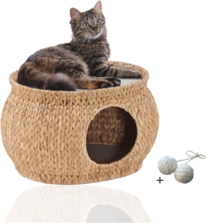Rohrschneider Tierhöhle Katzenhöhle aus Wasserhyazinthe Katzenkorb geschütztes Katzenbett