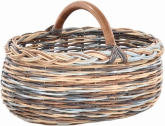 Krines Home Flechtkorb Autokorb Einkaufskorb Natur Rattan Trage Auto Korb mit Henkel, Trage-Korb leicht und stabil