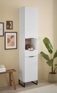 moebel-dich-auf Hochschrank ASPEN (Badezimmerschrank, mit 6 Fächern und 1 Schublade) Höhe 195cm