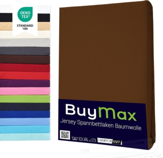Buymax Spannbettlaken 2-er Set, Doppelpack, Bettlaken, Jersey 100% Baumwolle, Gummizug: rundum, (2 Stück), 90x200 100x200 140x200 160x200 180x200 cm, Matratzen bis 25 cm Höhe