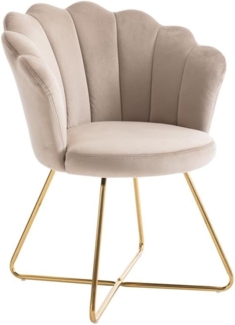 Vente-unique - Stuhl aus Samt & Metall - Beige & Goldfarben - FIORI II