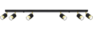 SOLLUX SL. 1073 Deckenleuchte NERO 6 schwarz/golden Stahl 40W L: 117cm B: 5cm H: 18cm dimmbar