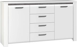 FORTE Brugia Sideboard mit LED Beleuchtung, Holzwerkstoff, Grau/Weiß, 161,1 x 88,7 x 41,9 cm