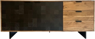 Sideboard Akazie Massivholz Steinoptik 175x76x40cm 2 Türen 3 Schubladen Modern