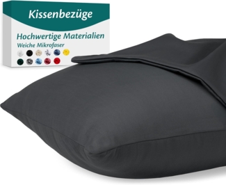 Kissenbezug 40x80 Mikrofaser Premium 2er Set Kissenhülle Deko für Kissen Bett/Sofa Stoff Superweicher Resistent Hypoallergen Anti-Milben Atmungsaktiv Kopfkissenbezug mit Verdecktem Zip Voll Waschbar