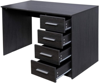 BAKAJI Schreibtisch mit Kommode 4 Schubladen Tisch PC Computer Holz Grau, Verbundholz Metall, Standard