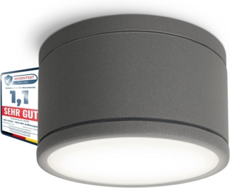 SSC-LUXon LED Außen-Deckenleuchte CELI-WX Aufbauleuchte flach IP44 Bad Aussen anthrazit LED GX53 6W, Neutralweiß