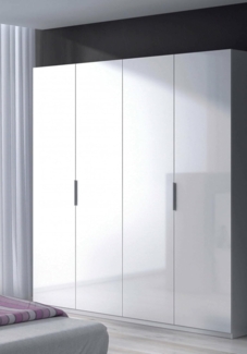 Dmora Knoxville Großer Kleiderschrank für Schlafzimmer mit 4 Flügeltüren, Schrank mit 2 Einlegeböden und Kleiderstange, 180 x 52 x 200 cm, Weiß, Melaminplatte 15 mm
