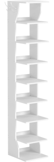 VASAGLE Schuhregal schmal, Standregal mit 9 Ebenen, platzsparend, für Eingangsbereich, Ecke, Schuhablage, mattweiß LBS210WB01