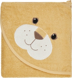 Sterntaler Kapuzenbadetuch 100x100 cm Löwe Leo – Kuscheliges Badetuch aus saugfähiger Baumwolle – Mit süßen 3D-Ohren für Babys und Kleinkinder, Ocker