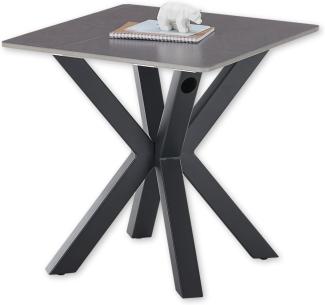 JANIN MINI Couchtisch quadratisch, Grau - Moderner Wohnzimmertisch mit Keramikplatte und Metallgestell - 55 x 55 x 55 cm (B/H/T)