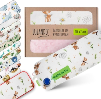 LULANDO Babydecke Kuscheldecke Krabbeldecke aus 100% Baumwolle, antiallergisch, Standard 100 von Oeko-Tex, hergestellt in der EU,(100x75 cm). Kuschelige Lieblingsdecke für Ihr Baby.