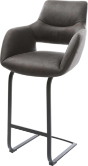 Barstuhl Yago-Flex Mikrofaser Anthrazit Vintage Freischwinger flach Metall Schwarz Taschenfederkern