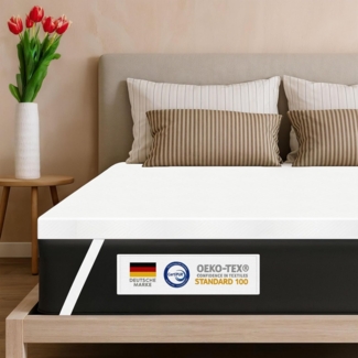 Wolkenfeld, Topper Atmungsaktiver Matratzentopper mit Oeko-TEX Zertifikat, 7 cm hoch, Komfortschaum, Weich, Atmungsaktiv, Abnehmbar & Waschbar