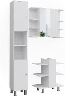Vicco Badmöbel-Set Fynn Weiß 3 Teile Hochschrank