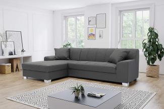 DOMO. collection Capri Ecksofa | Eckcouch in L-Form mit Schlaffunktion, Polsterecke Schlafsofa, dunkelgrau, 239x152x75 cm