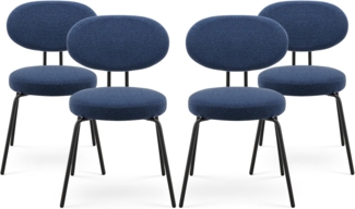 COLAMY Esszimmerstühle 4er Set, Moderne Küchenstühle Esszimmer Stühle, Polsterstuhl Dining Chairs Kleine Runde Metallseitenstühle Mit Gekrümmter Rückenlehne Für Esszimmer, Küche, Restaurant, Blau