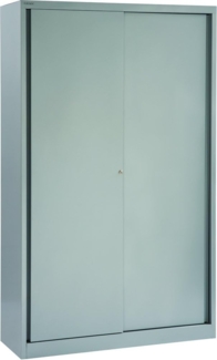 BISLEY Schiebetürenschrank ECO, 4 Fachböden, 5 OH, Metall, 355 Silber, 43 x 120 x 198 cm