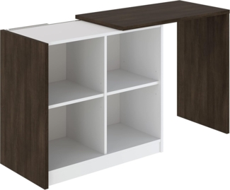 Amazon-Marke Movian Boss Schreibtisch, ausziehbar, mit Bücherregal, 83 x 44 x 76 cm, dunkle Eiche, Weiß