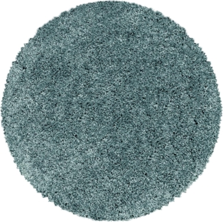 Carpetsale24 Shaggy Hochflor Teppich, 120 cm Rund, Blau, weich, flauschig, modern, einfarbig, Ideal unter Beistelltisch oder im Flur, für Wohnzimmer Schlafzimmer Flur