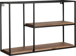 FINEBUY Wandregal FB92217, 60x40x18 cm Mango Massivholz / Metall Hängeregal, Schweberegal Rechteckig, Regal Hängend Industrial