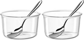 LEONARDO Schale VETRO, Ø 9 cm, 6 Schalen + 6 Eislöffel, Glas, (Set, 12-tlg), spülmaschinengeeignet