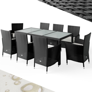 Casaria Garten-Essgruppe Mailand, (9-tlg), Garten-Essgruppe Stühle stapelbar 7cm Auflagen 190x90 cm Gartentisch