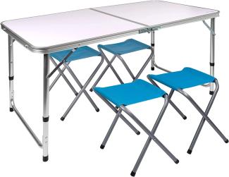 Aktive 52893 Höhenverstellbarer Klapptisch mit 4 Hockern, Aluminium