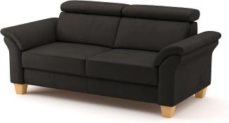 CAVADORE Echtleder 3er-Sofa Ammerland / Landhaus-Sofa mit Federkern + Kopfteilverstellung / 186 x 84 x 93 / Leder Dunkelbraun