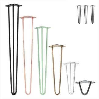 3x Natural Goods Berlin Hairpin Leg Tischbeine |12mm Stahl | viele Farben | alle Größen | 60cm/2 Streben (Schwarz)