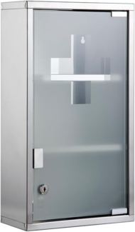 Zedelmaier Medizinschrank aus Edelstahl,Medikamenten Aufbewahrung,Medikamentenschrank 3 Fächer,Apothekerschrank,Medizinschrank hängend,Abschließbarer Medizinschrank,48 x 27 x 12 cm,Silber