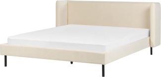 Bett mit Lattenrost ARETTE 160 x 200 cm Samtstoff Helles Beige