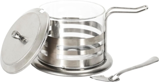 Home Deco Factory KA4772 Parmesan-Behälter, 18.5 cl, Accessoire für das Servieren am Tisch, Grau aus Edelstahl und Transparent
