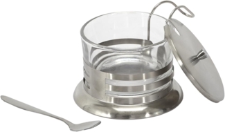 Home Deco Factory KA4772 Parmesan-Behälter, 18.5 cl, Accessoire für das Servieren am Tisch, Grau aus Edelstahl und Transparent