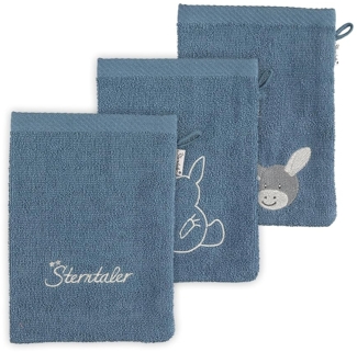 Sterntaler Baby Jungen Waschhandschuh Baby GOTS 3-er Pack Waschhandschuhe Emmi - Waschlappen Kinder, Babywaschlappen, waschbar - Bio - graublau