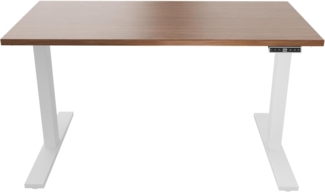 Höhenverstellbarer Schreibtisch E-WonderTech, EWT251406008, Platte 008 Lincoln wallnuss, Gestell 396 weiß, H 630-1280 x B 1400 x T 600