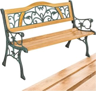 tectake Gartenbank Sitzbank Kathi 2-Sitzer aus Holz und Gusseisen 124x60x83cm, 2-Sitzer