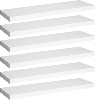 WOLTU 6er Set Wandregal Schweberegal Galeriedisplay Matt weiß, Regal freischwebend, Wanddeko für Wohnzimmer Schlafzimmer Kinderzimmer, aus MDF